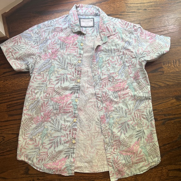 Free Planet Other - Free Planet Men’s Hawaiian Print Short Sleeve Pocket Polo Large